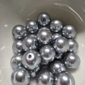 12mm Glass Beads –  Pearlised Grey
