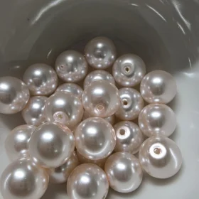 12mm Glass Beads –  Pearlised Pink