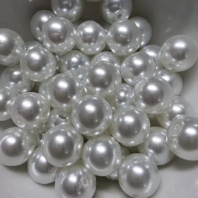 12mm Glass Beads –  Pearlised Pure White