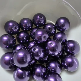 12mm Glass Beads –  Pearlised Purple