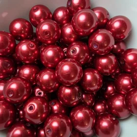 12mm Glass Beads –  Pearlised Red