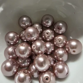 12mm Glass Beads –  Pearlised Rose Gold