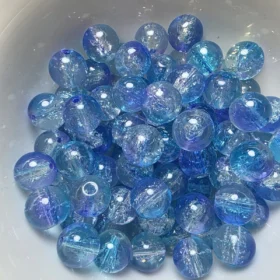 10mm Glass Beads – Multi Tone Crackle Blue