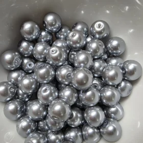 10mm Glass Beads –  Pearlised Dark Grey