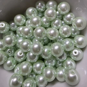 10mm Glass Beads –  Pearlised Green