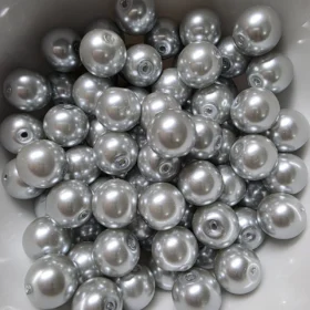 10mm Glass Beads –  Pearlised Grey