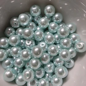10mm Glass Beads –  Pearlised Lake Blue