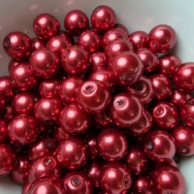 10mm Glass Beads –  Pearlised Red