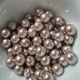 10mm Glass Beads –  Pearlised Rose Gold Pink
