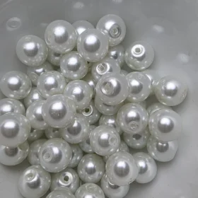 10mm Glass Beads –  Pearlised White