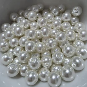 8mm Glass Beads – Pearlised Beige Creamy