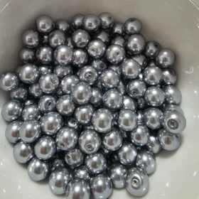 8mm Glass Beads – Pearlised Dark Grey