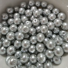 8mm Glass Beads –  Pearlised Grey