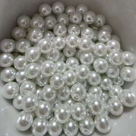 8mm Glass Beads –  Pearlised White
