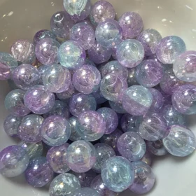 10mm Glass Beads – Multi Tone Crackle Blue Purple AB