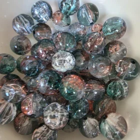 10mm Glass Beads – Multi Tone Crackle Dark Green