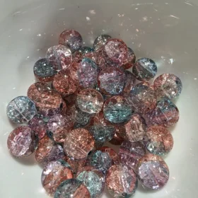 10mm Glass Beads – Multi Tone Crackle Green Orange Pink