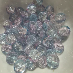 10mm Glass Beads – Multi Tone Crackle Blue Pink