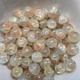 10mm Glass Beads – Multi Tone Crackle Yellow Orange