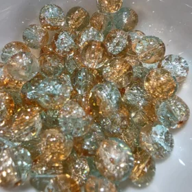 10mm Glass Beads – Multi Tone Crackle Orange