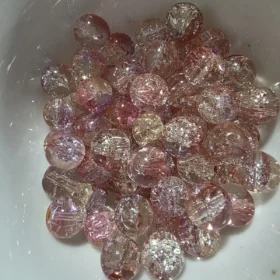 10mm Glass Beads – Multi Tone Crackle Pink