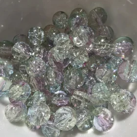10mm Glass Beads – Multi Tone Crackle Pink Green