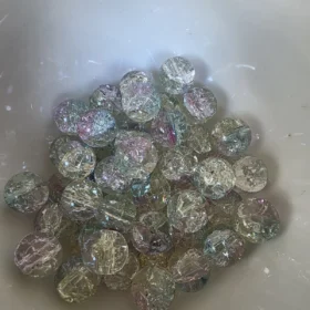 10mm Glass Beads – Multi Tone Crackle Pink Yellow Green
