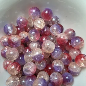 10mm Glass Beads – Multi Tone Crackle Purple Red