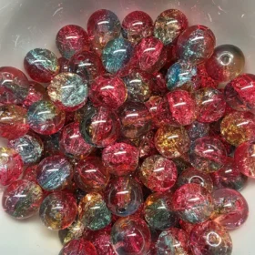 10mm Glass Beads – Multi Tone Crackle Red Blue