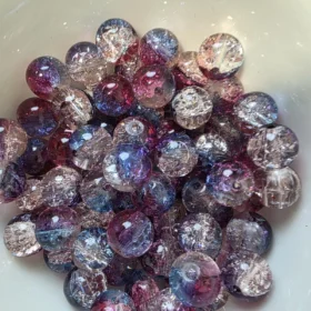 10mm Glass Beads – Multi Tone Crackle Red Blue Au
