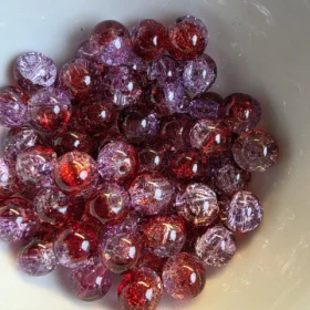 10mm Glass Beads – Multi Tone Crackle Red Red Pink