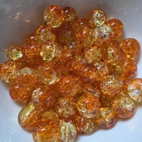 10mm Glass Beads – Multi Tone Crackle Orange Yellow