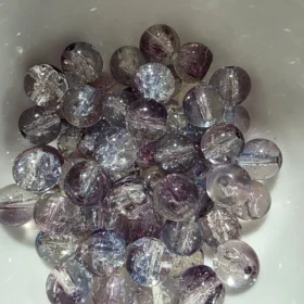 10mm Glass Beads – Multi Tone Crackle Dark Purple Blue