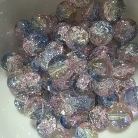 10mm Glass Beads – Multi Tone Crackle Mermaid Blue Pink Yellow
