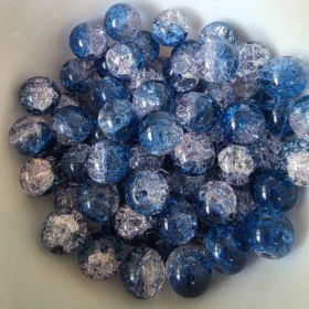10mm Glass Beads – Multi Tone Crackle Dark Blue