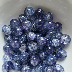 10mm Glass Beads – Multi Tone Crackle Dark Blue