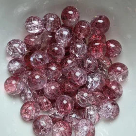 10mm Glass Beads – Crackle Pink