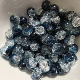 10mm Glass Beads – Crackle Dark Blue
