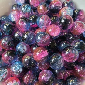 10mm Glass Beads – Multi Tone Crackle Purple Blue