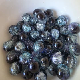 10mm Glass Beads – Multi Tone Crackle Purple Blue Black