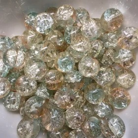 10mm Glass Beads – Multi Tone Crackle Green Yellow