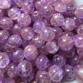 10mm Glass Beads – Multi Tone Crackle Purple Pink