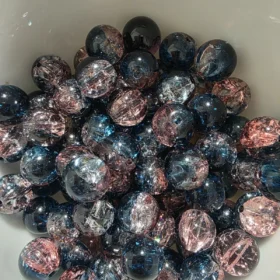 10mm Glass Beads – Multi Tone Crackle Dark Blue Pink