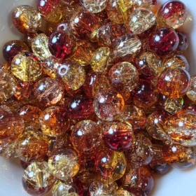 10mm Glass Beads – Multi Tone Crackle Red Yellow