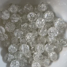 10mm Glass Beads – Crackle Clear White