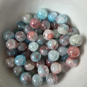 10mm Glass Beads – Multi Tone Crackle Blue Red