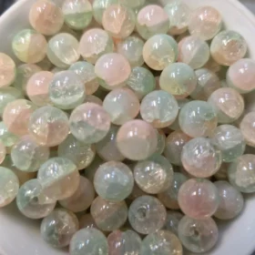 10mm Glass Beads – Multi Tone Crackle Green Orange