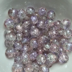 10mm Glass Beads – Multi Tone Crackle Purple Pink