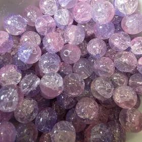 10mm Glass Beads – Crackle Purple Pink