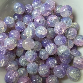10mm Glass Beads – Crackle Purple Pink